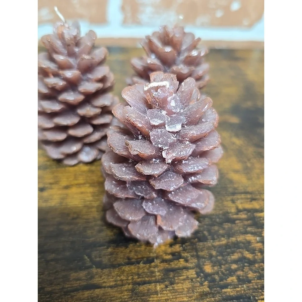 Pine Cone Shaped Bee Wax Candles, Set Of‎ 3 Christmas Gift, Home Decor